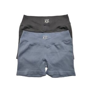 Ribbed Mid V Waisted Seamless Shorts OQQ Womens Yoga Biking Size XL Lot 2 Pair